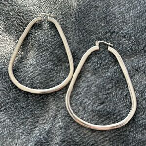 Silver Oblong Hoops